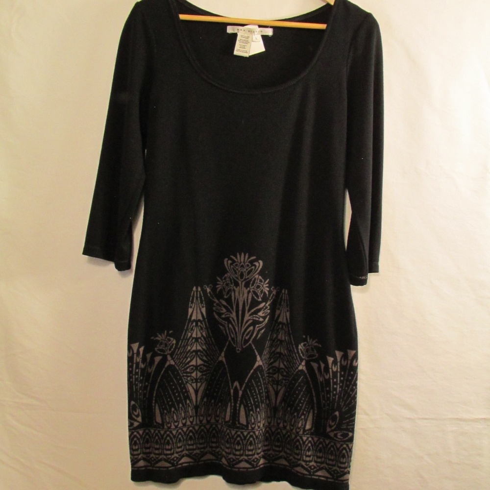 Max Studio Black and Gray Midi Dress